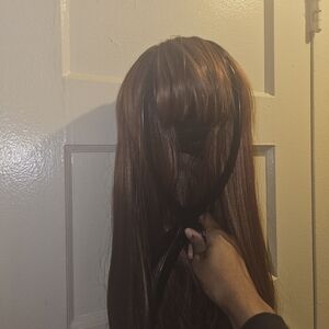 Elegant Brown Wig with Bangs